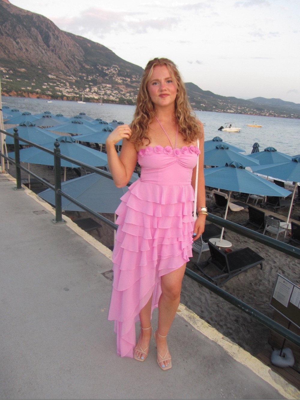 Pink Ruffled Hi-Low Dress (MAJORELLE Brittan Gown)